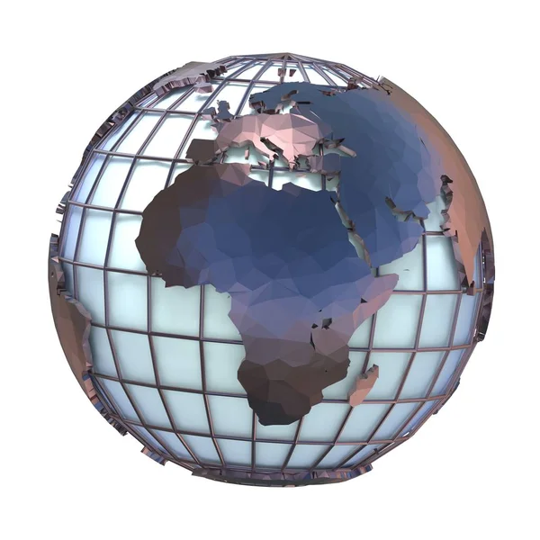 Illustration Style Polygonal Globe Terrestre Vue Europe Afrique Illustration Rendu — Photo