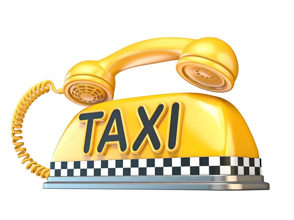 Táxi Sinal Com Telefone Aparelho Renderização Ilustração Isolada Fundo Branco — Fotografia de Stock