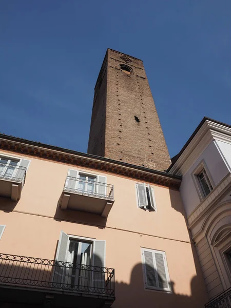 Αρχαίος Μεσαιωνικός Πύργος Στην Πόλη Της Alba Ιταλία — Φωτογραφία Αρχείου