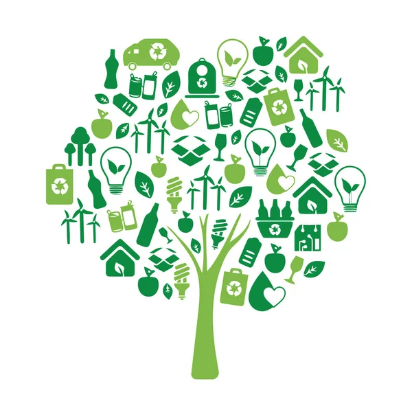 Environmental Protection Friendly Green Earth Conservation Energy Lightbulb Tree Illustration — Stock Photo, Image