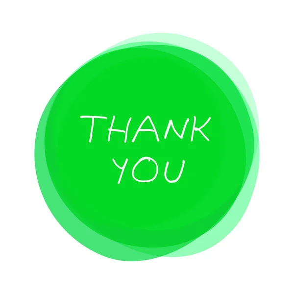 Изолированная Зеленая Круглая Кнопка Рукописным Текстом Спасибо — стоковое фото
