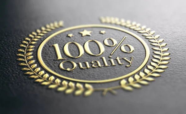 100 Minőségi Garancia Arany Pecsét Alatt Fekete Háttér Illusztráció — Stock Fotó