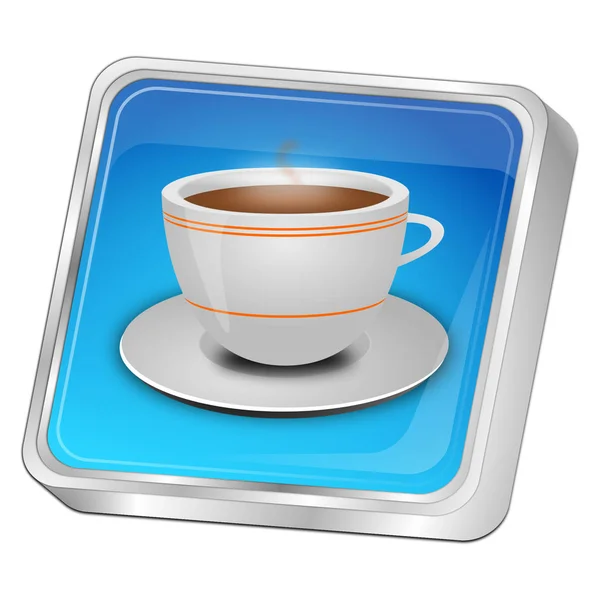 Glossy Blauwe Knop Met Een Kop Van Koffie Illustratie — Stockfoto