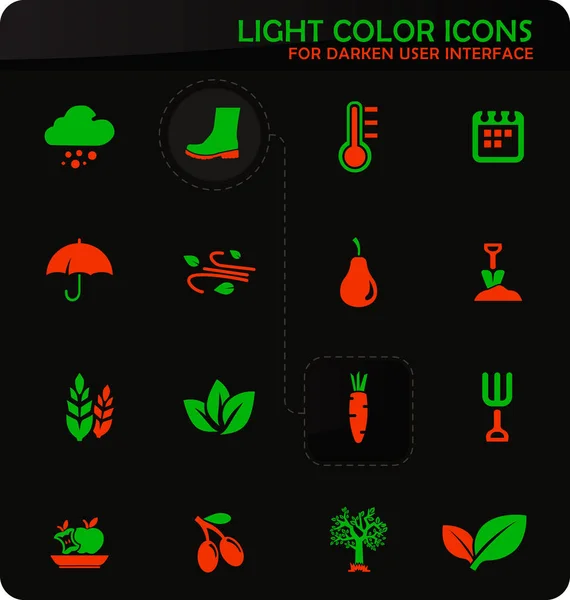 Autumn easy color vector icons on darken background for user interface design