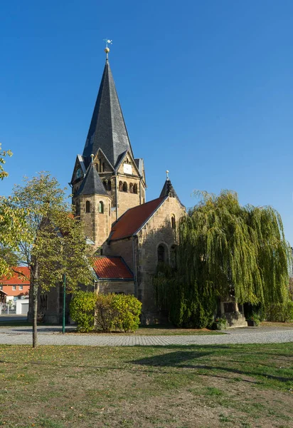 Igreja Aldeia Alemã Benzingerode Região Harz Outono — Fotografia de Stock