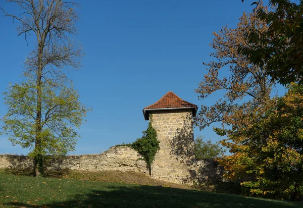 Mauer Mit Turm Des Palais Blankenburg Deutschland Herbst — Stockfoto