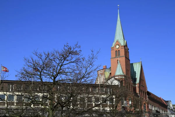 Schwedische Gustav Adolf Kirche Hafen Hamburg Deutschland — Stockfoto