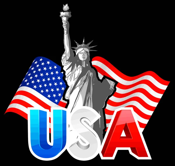 New York Stad Standbeeld Vrijheid Usa Vlag Illustratie — Stockfoto