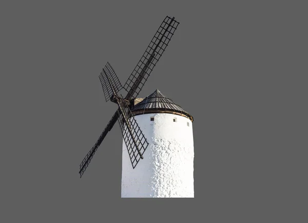 Stone Windmill Grinding Grain Isolated Gray Background — Stock Photo, Image