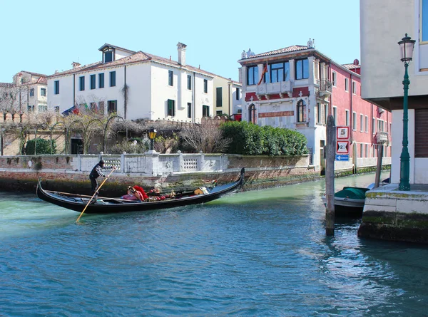 Gondolier Gran Canal Góndola Movimiento Gran Canal Venecia Italia — Foto de Stock