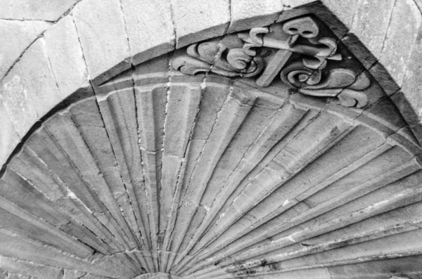 Détail Architectural Façade Cathédrale Saint Jacques Compostelle Espagne Image Noir — Photo