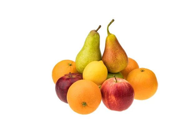 リンゴ オレンジ 梨を比較してください 差異と比較 — ストック写真