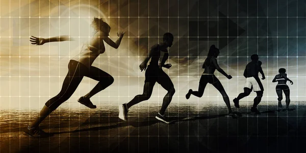 Sportivii Alergând Antrenându Pentru Maraton — Fotografie, imagine de stoc