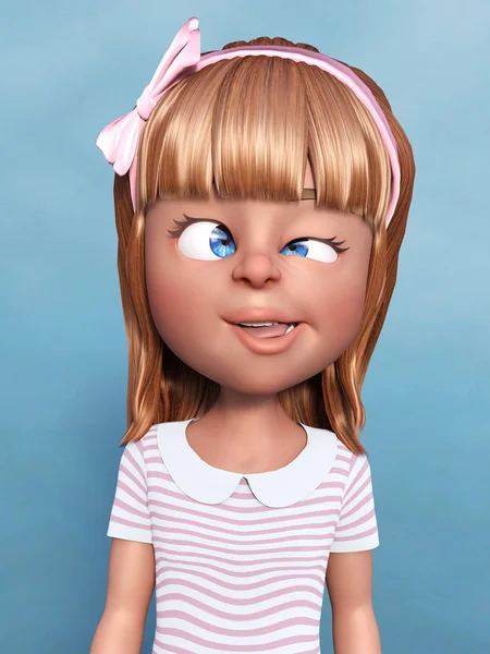 Rendering Cartoon Girl Doing Silly Face Sticking Her Toungue Out — Stock Photo, Image