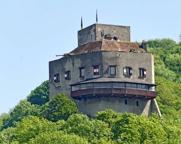 Zamek Greifenstein Klifie Lasach Wiedeńskich Nad Południowym Stromym Brzegiem Dunaju — Zdjęcie stockowe