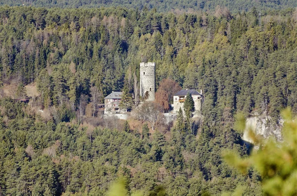 Uitzicht Het Kasteel Klamm Het Bosgebied Obsteig Tirol Oostenrijk — Stockfoto