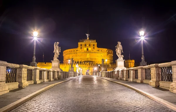 Ingen Natten Bron Framför Sant Angelo Slott Rom — Stockfoto