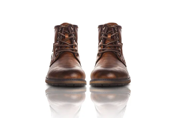Sapatos Masculinos Cor Marrom Casual Isolado Sobre Fundo Branco — Fotografia de Stock
