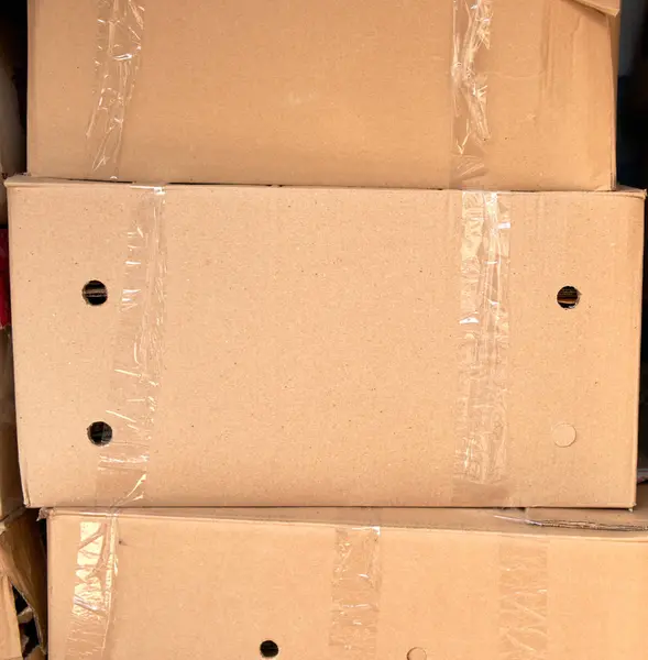 Bir Yığın Kahverengi Karton Kutu Tam Çerçeve — Stok fotoğraf