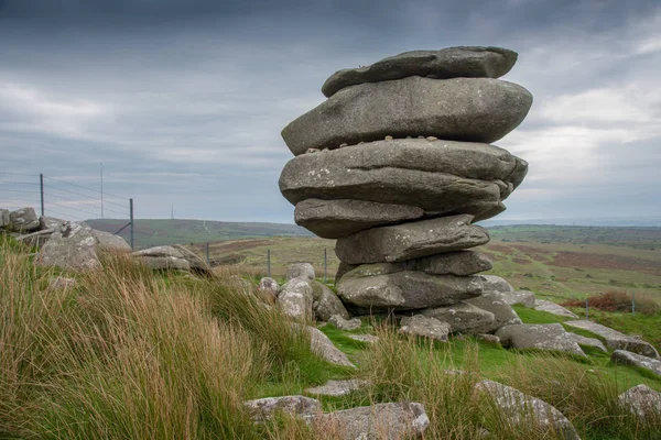 Cheesewring Una Formazione Rocciosa Naturale Sulla Collina Stowe Nel Bodmin — Foto Stock