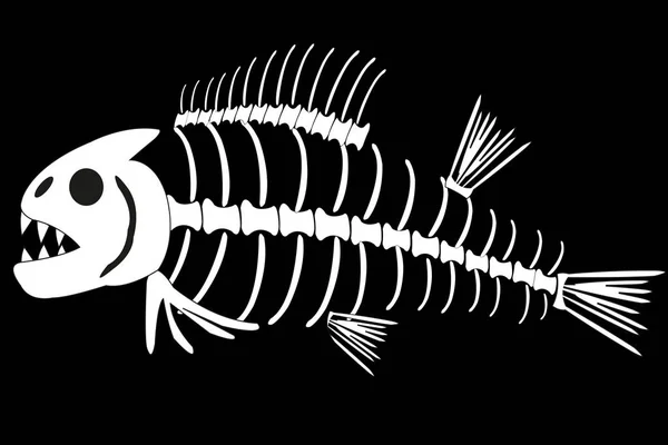 Yırtıcı Balık Çizgi Filminin Iskeletinin Vektör Çizimi — Stok fotoğraf