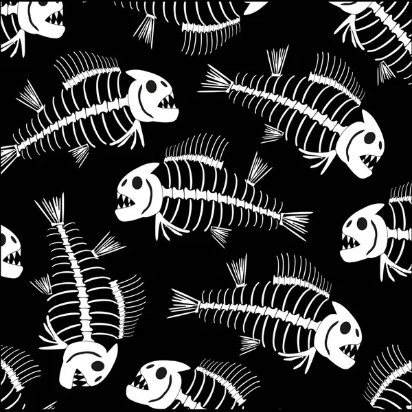 Skeleton Fish Pattern Black Background Insulated — Stock Photo, Image