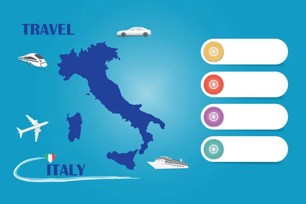 Utazás Olaszország Sablon Vektor Utazási Irodák Stb Vektor Repülővel Autóval — Stock Fotó