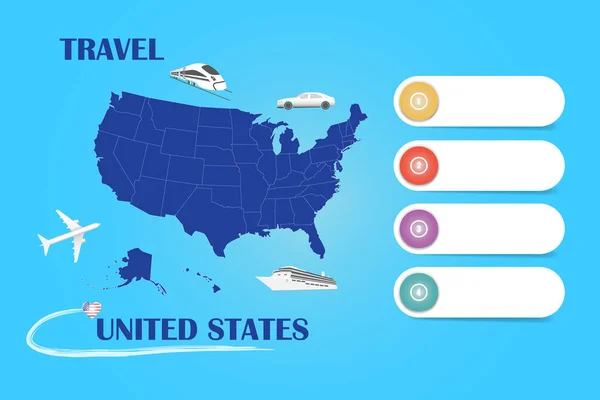 Reise Vereinigte Staaten Vorlagenvektor Für Reisebüros Usw Vektor Der Flugzeug — Stockfoto