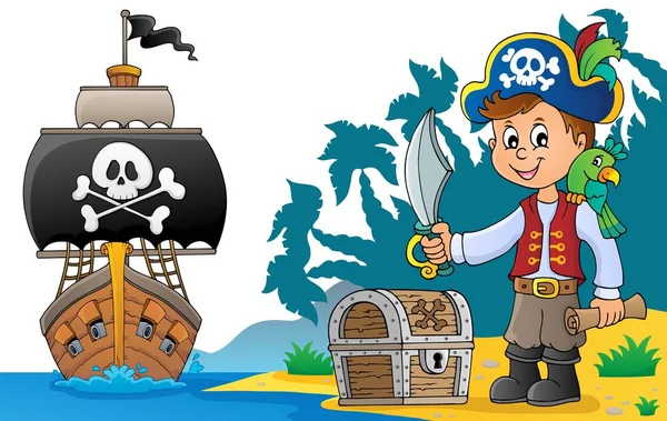 Imagen Del Tema Infantil Pirata Ilustración Imágenes — Foto de Stock