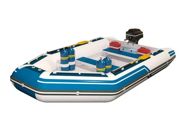 Beyaz Arka Plan Üzerinde Izole Bir Motorlu Tekne Render — Stok fotoğraf