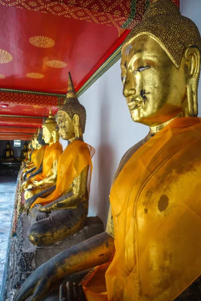 Wat Pho Budist Tapınağındaki Buda Heykelleri Bangkok Tayland — Stok fotoğraf