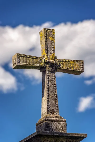 Исторический Каменный Крест Средневековой Жироне Испания — стоковое фото