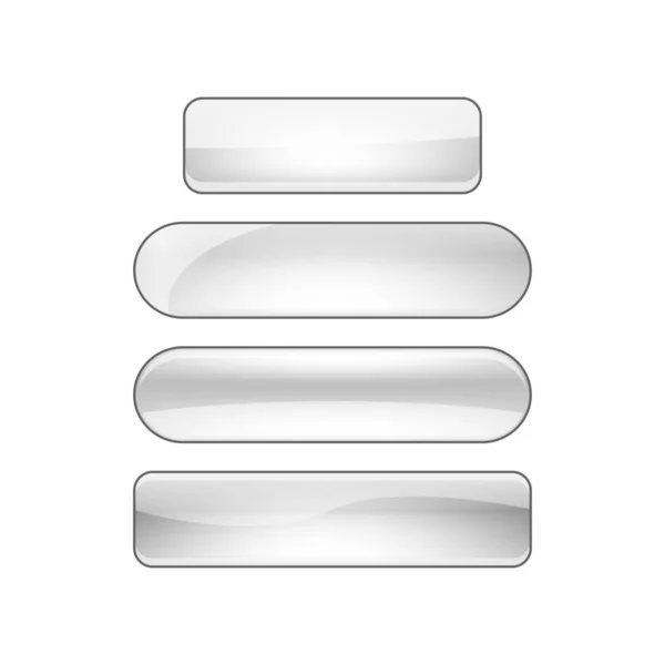 Bright Glossy Web Buttons Set Silver — ストック写真