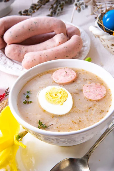 Sopa Páscoa Deliciosa Zurek Após Estilo Polonês — Fotografia de Stock