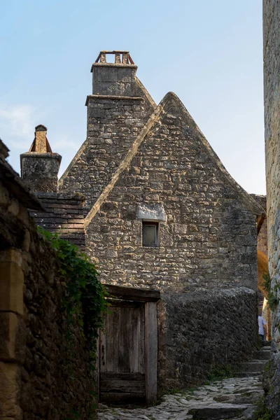 Типичный Французский Городок Древним Домом Булыжником Традиционном Городе Бейнак Казенак — стоковое фото
