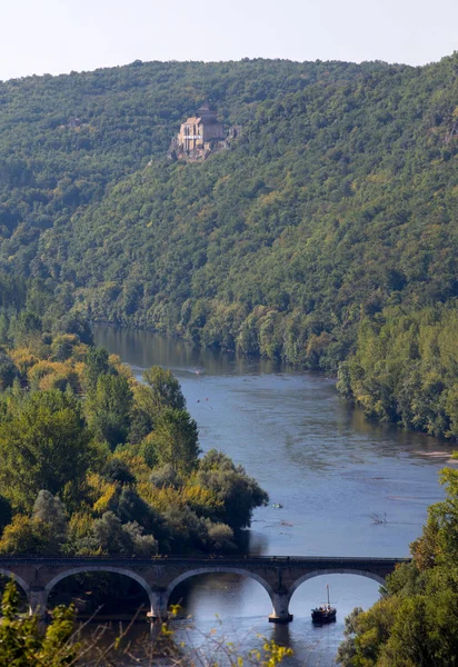 Vista Del Valle Del Río Dordoña Desde Castillo Beynac Cazenac — Foto de Stock