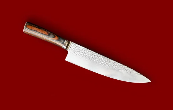 Šéfkuchařský Nůž Kuchyně Izolovaný Černém Pozadí Oříznutou Cestou — Stock fotografie
