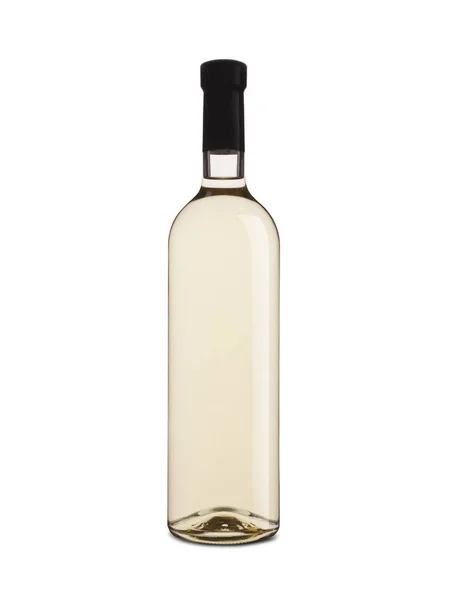 Botella Vino Blanco Con Una Etiqueta Aislada Sobre Fondo Blanco — Foto de Stock