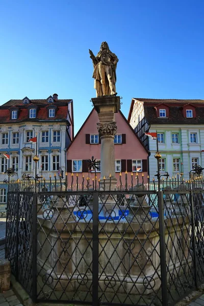 Brunnen Weinmarkt Bad Windsheim Miasto Bawarii Niemczech — Zdjęcie stockowe