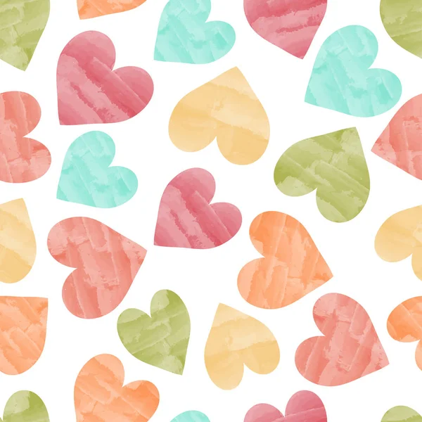 Fondo Bonito Sin Costuras Con Corazones Detalles Finos Colores Acuarela —  Fotos de Stock