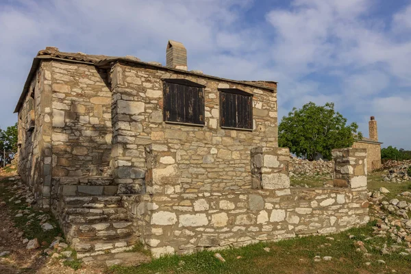 Casa Pedra Velha Aldeia Kastro Thassos Island East Macedonia Thrace — Fotografia de Stock