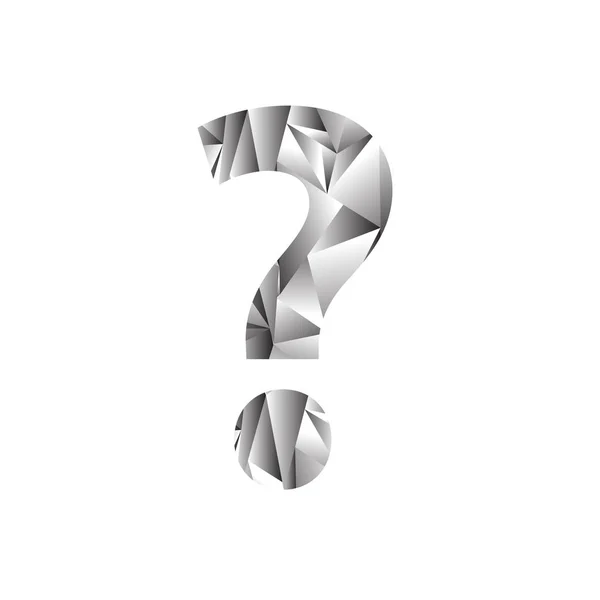Grey Polygonal Question Mark Isolated White Background Simple Icon Web — Stock Photo, Image