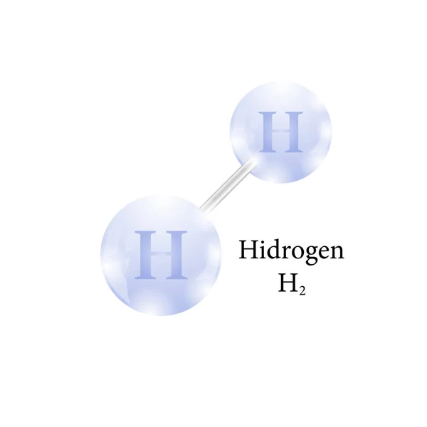 Molécula Hidrógeno Elemento Químico Tabla Periódica Aislado Sobre Fondo Blanco — Foto de Stock