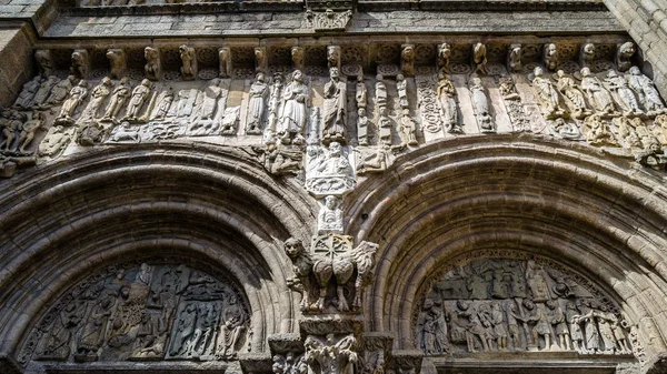 Dettaglio Architettonico Facciata Della Cattedrale Santiago Compostela Spagna — Foto Stock