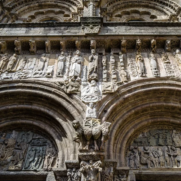 Dettaglio Architettonico Facciata Della Cattedrale Santiago Compostela Spagna — Foto Stock