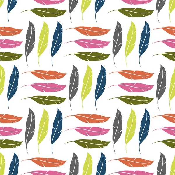 Colorful Feather Silhouette Collection Isolated Blue Background Weightless Seamless Pattern — Stock Photo, Image