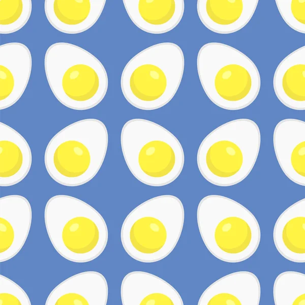 Huevos Fritos Patrón Sin Costura Sobre Fondo Azul — Foto de Stock