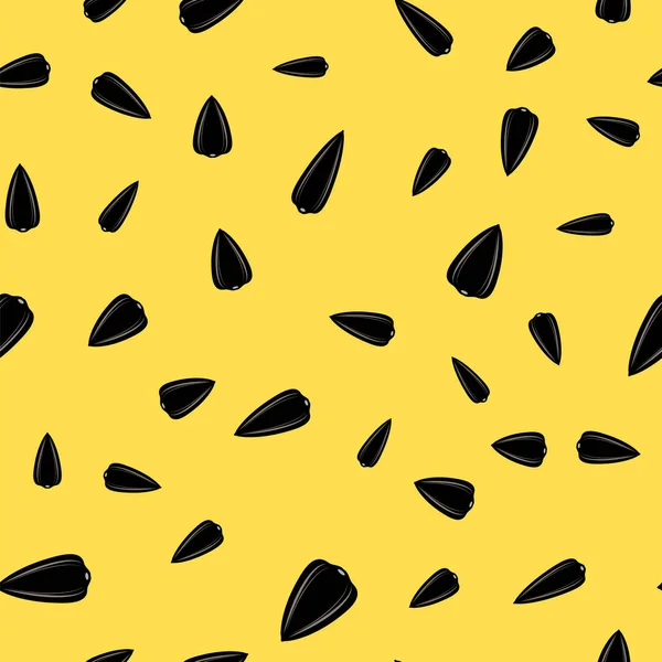 Sunflower Ripe Black Seed Seamless Pattern Isolated Yellow Background — Stock Photo, Image