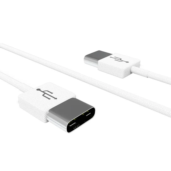 Renderização Cabo Usb4 Isolado Fundo Branco — Fotografia de Stock