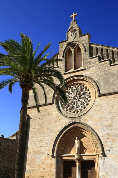 Cattedrale Sant Jaume Vicino Muro Del Castello Romano Alcudia Maiorca — Foto Stock